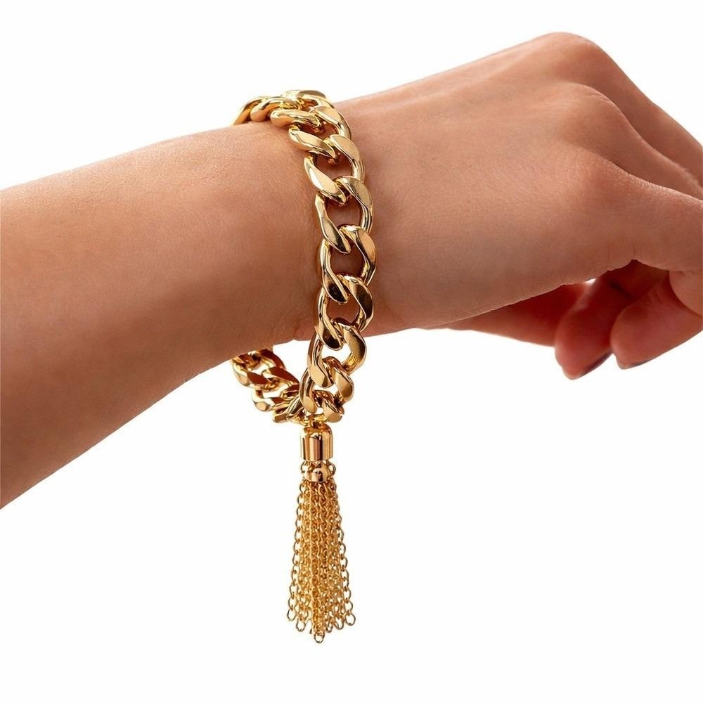 Vintage Gold Tone Chain Bracelet with Tassel - Picture 2 of 3